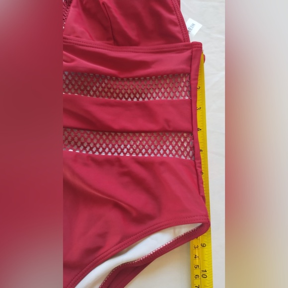 SHEIN Printed Mesh Plunge One-Piece Swimsuit Size Large - Picture 8 of 11